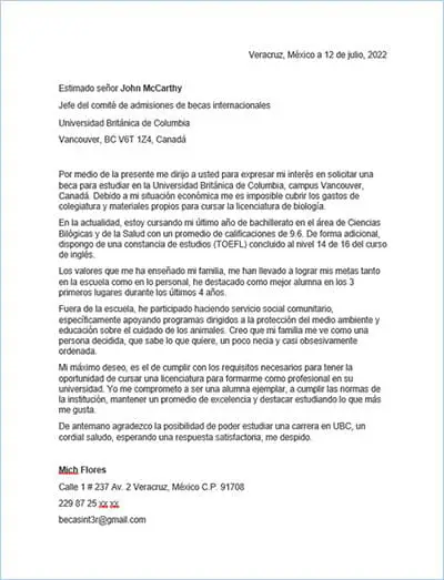 Plantilla: Carta de Motivos (GRATIS) | Sitio Web Oficial Becas.org.es