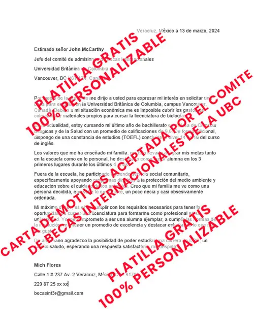 Carta de Motivos 1 (Perfil Personal) (Plantilla Gratis) | Sitio Web Oficial Becas.org.es