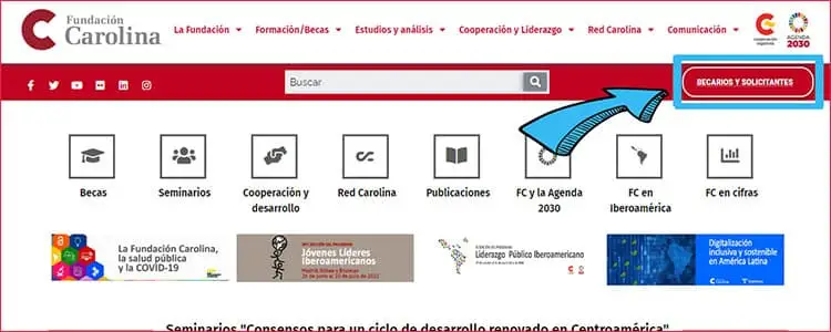 Becas Fundación Carolina España: Solicitar: Acceso a la plataforma: Becarios y solicitantes | Sitio Web Oficial Becas.org.es